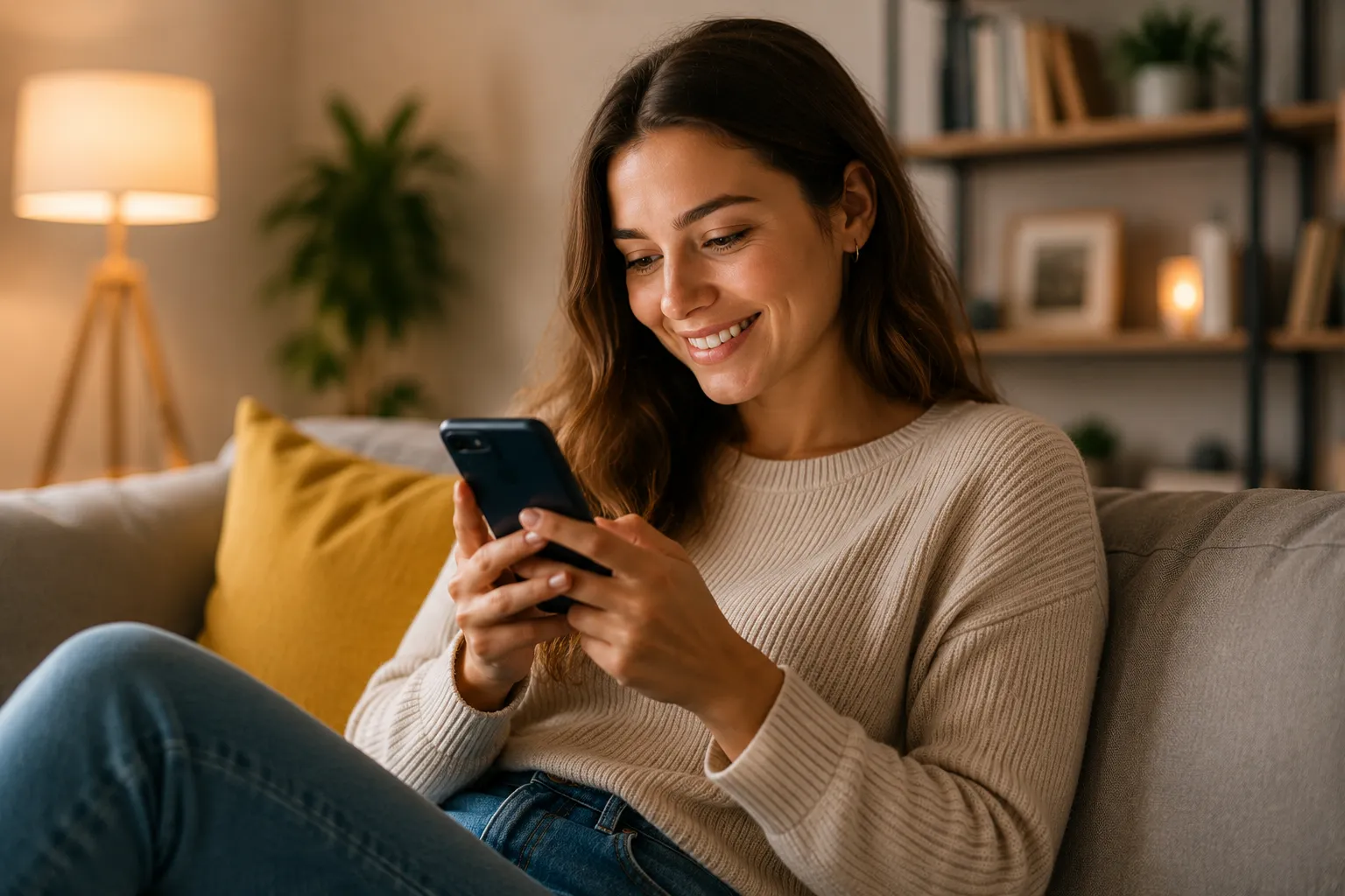 Felhasználó Scanjinn ajánlatot néz telefonon