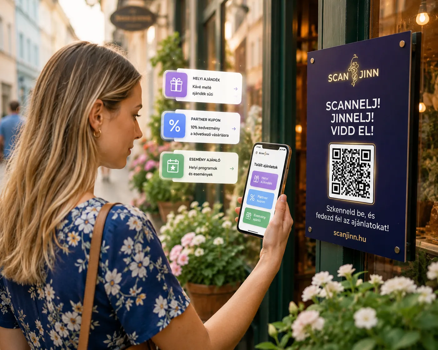Scanjinn QR-kód szkennelés helyi üzletnél
