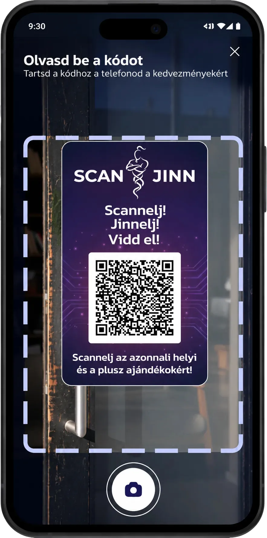 QR szkennelés mobil képernyő